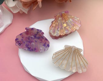 Pinza para el cabello con forma de concha marina colorida, pinza oceánica, accesorio para el cabello playero, regalos para mamá