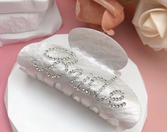 Strass Braut Haarkralle, weiße Perle Hochzeit Brautjungfern Haarspange
