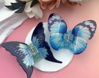 Pinza para el cabello con mariposa azul, accesorios para el cabello estilo boho