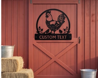 Rustic Chicken Coop Decor, Custom Hen and Chicks Sign, Metal Farmhouse Wall Art, Personalized Farm Sign, Outdoor Family Farm Gift