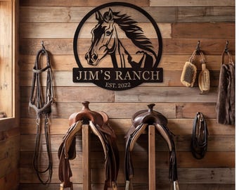 Horse Wall Art, Equestrian Decor Metal Sign, Ranch House Outdoor Sign Horse Lover Gifts