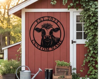 Custom Metal Sign, Cow Decor Farm Entrance Signs, Barn Welcome Plaque Ranch Sign