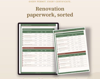 Checkliste für Renovierungsgenehmigungen und Baugenehmigungs-Tracker, ausfüllbares PDF