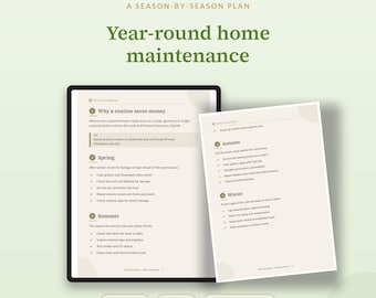 Guía de mantenimiento del hogar, lista de verificación temporada por temporada para propietarios de viviendas, libro electrónico en PDF