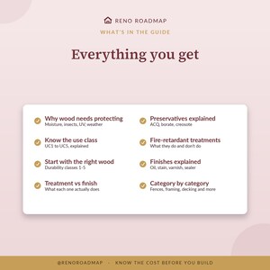 What's included with the Wood Treatment Guide: why wood needs protecting, know the use class, start with the right wood, treatment vs finish.