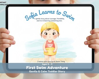 Toddler Swimming Storybook Printable | Water Safety Kids Book | Preschool Confidence Story PDF | Ages 2–4