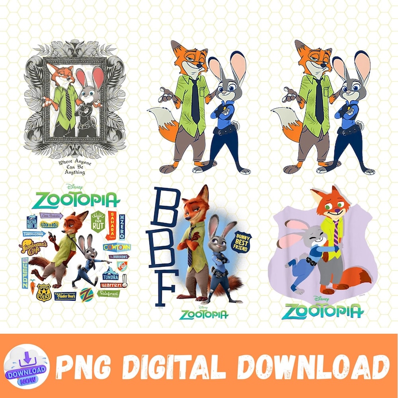 Zootopia Couple Digital Art: Nick Wilde and Judy Hopps PNG - Etsy