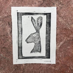 Jackrabbit Linolschnitt Aufnäher