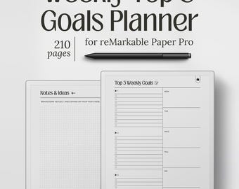 Modelli per reMarkable Paper Pro, Planner settimanale dei 3 principali obiettivi, Impostazione degli obiettivi, Download PDF