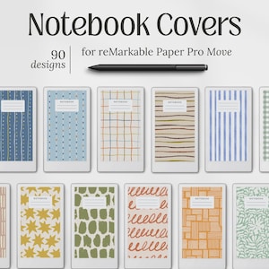Templates for reMarkable Paper Pro Move, 90 Digital Notebook Cover Bundle, PDF Instant Download