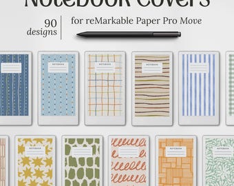 Templates for reMarkable Paper Pro Move, 90 Digital Notebook Cover Bundle, PDF Instant Download