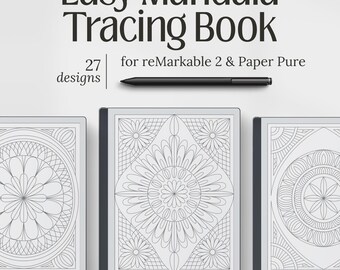 Templates for reMarkable 2 Paper Pure, Mandala Tracing Book for Relaxation, PDF Digital Download