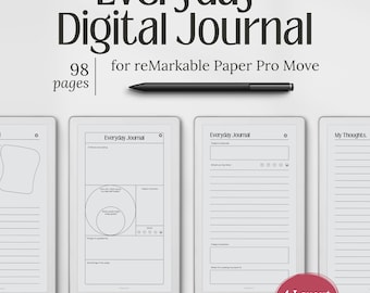 Digital Journal for Remarkable Paper Pro Move, Daily Gratitude, Reflection Pages, PDF Instant Download