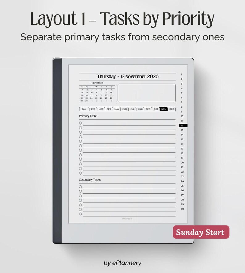Templates for Remarkable 2 & Paper Pure, to Do List, 2026 Task Planner ...