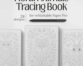 Floral Animals Tracing Book for reMarkable Paper Pro, Tracing Pages Medium Complexity, PDF Download