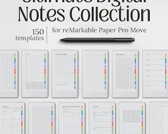 Notes for reMarkable Paper Pro Move, 150 Notebook Templates, Note-Taking, Journaling & Productivity