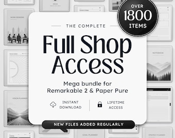 Templates for reMarkable 2 Paper Pure, Bundle with Planners, Notebooks, Covers, Puzzles, Tracing Pages