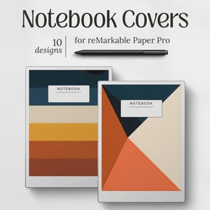 Sjablonen voor ReMarkable Paper Pro, geometrische notitieboekomslagen, kleurenblokontwerpen, pdf direct download