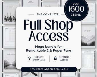 Templates for reMarkable 2 Paper Pure, Bundle with Planners, Notebooks, Covers, Puzzles, Tracing Pages