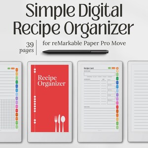 Templates for reMarkable Paper Pro Move, Digital Recipe, 29 Recipe Cards, PDF Cooking Notes