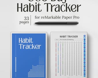 Templates for reMarkable Paper Pro, 365 Day Habit Tracker, Yearly Tracking Pages, PDF Download