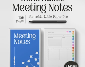 Minimalist Meeting Notes for reMarkable Paper Pro, 3 Layouts, Digital Note Pages, PDF Instant Download