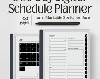 Modelli per reMarkable 2 e Paper Pure, agenda di 365 giorni, modelli giornalieri senza data, download in PDF