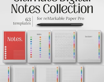 Mallar för reMarkable Paper Pro, 63 digitala anteckningssidor för produktivitet, anteckningar och dagbok