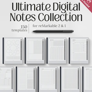 150 szablonów cyfrowych notatników do gry reMarkable 2, do robienia notatek, prowadzenia dziennika i szkicowania, plik PDF do natychmiastowego pobrania
