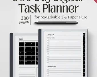 Plantillas para reMarkable 2 y Paper Pure, planificador de tareas de 365 días, páginas diarias sin fecha, descarga en PDF.