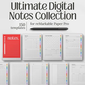Plantillas para reMarkable Paper Pro: 150 páginas de cuaderno digital para tomar notas, llevar un diario y aumentar la productividad.