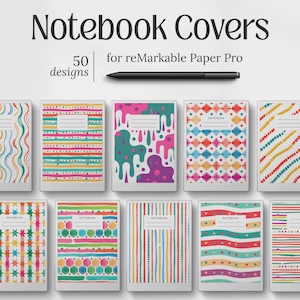 Templates for reMarkable Paper Pro, Playful Pattern Cover Bundle, Notebook Designs, PDF Digital Download