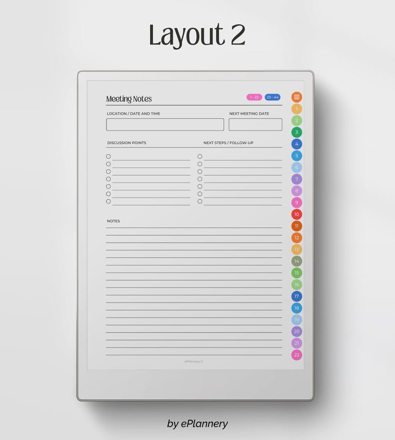 Remarkable Paperpro Notes.pdf Minimalist Meeting Notes for Remarkable Paper Pro, 3 Layouts, Digital ...