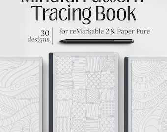 Templates for reMarkable Paper Pure, Mindful Pattern Tracing Book, Relaxing Tracing Designs, PDF Download