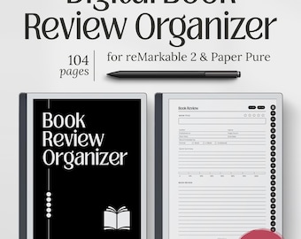 Digital Book Review Organizer with 44 Templates for reMarkable 2, PDF Instant Download