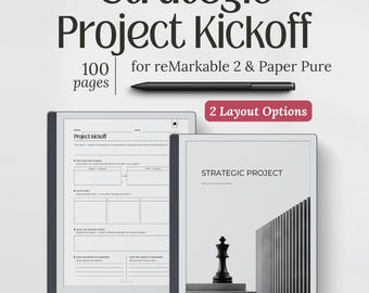 Project Kickoff Planner for reMarkable 2 Paper Pure, Strategic Project Planning Template, PDF Download