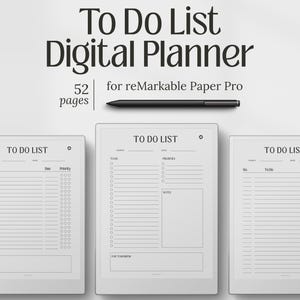 Templates for reMarkable Paper Pro, To-Do List Planner PDF, Digital Notes, Note-Taking, Productivity