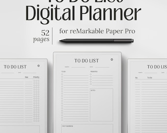 Vorlagen für reMarkable Paper Pro, To-Do Liste Planner PDF, Digitale Notizen, Note-Taking, Produktivität