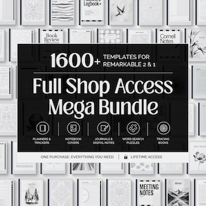 Templates for reMarkable 2, Ultimate Mega Bundle with Planners, Notebooks, Covers, Puzzles & Tracing Pages