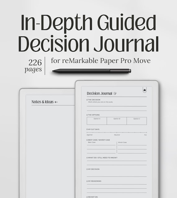 Decision Journal for reMarkable Paper Pro Move, Guided Decisions, Thinking Planner, PDF Download