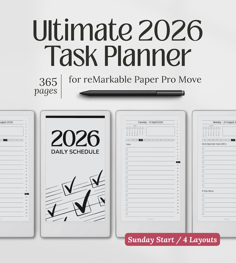 Templates for Remarkable Paper Pro Move, 2026 Task Planner, to Do List ...