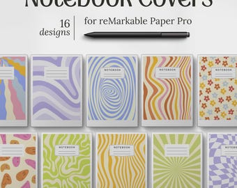 Digitale Notebook Cover für reMarkable Paper Pro, 16 Retro Style Designs, PDF Instant Download