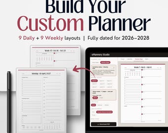Daily Weekly Planner Builder reMarkable Paper Pro, 2026, 2027, 2028, Customizable PDF Digital Download