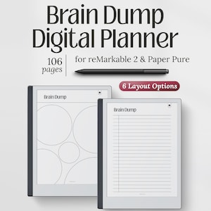Mallar för reMarkable 2 & Paper Pure, Brain Dump Digital Planner, Brainstorming Notes, PDF-nedladdning