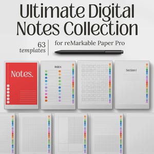 Modèles pour reMarkable Paper Pro, 63 pages de bloc-notes numériques pour la productivité, la prise de notes et la tenue d'un journal
