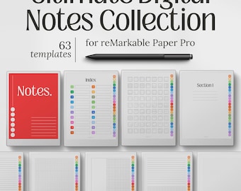 Sjablonen voor ReMarkable Paper Pro, 63 digitale notebookpagina's voor productiviteit, notities maken en logboeken maken