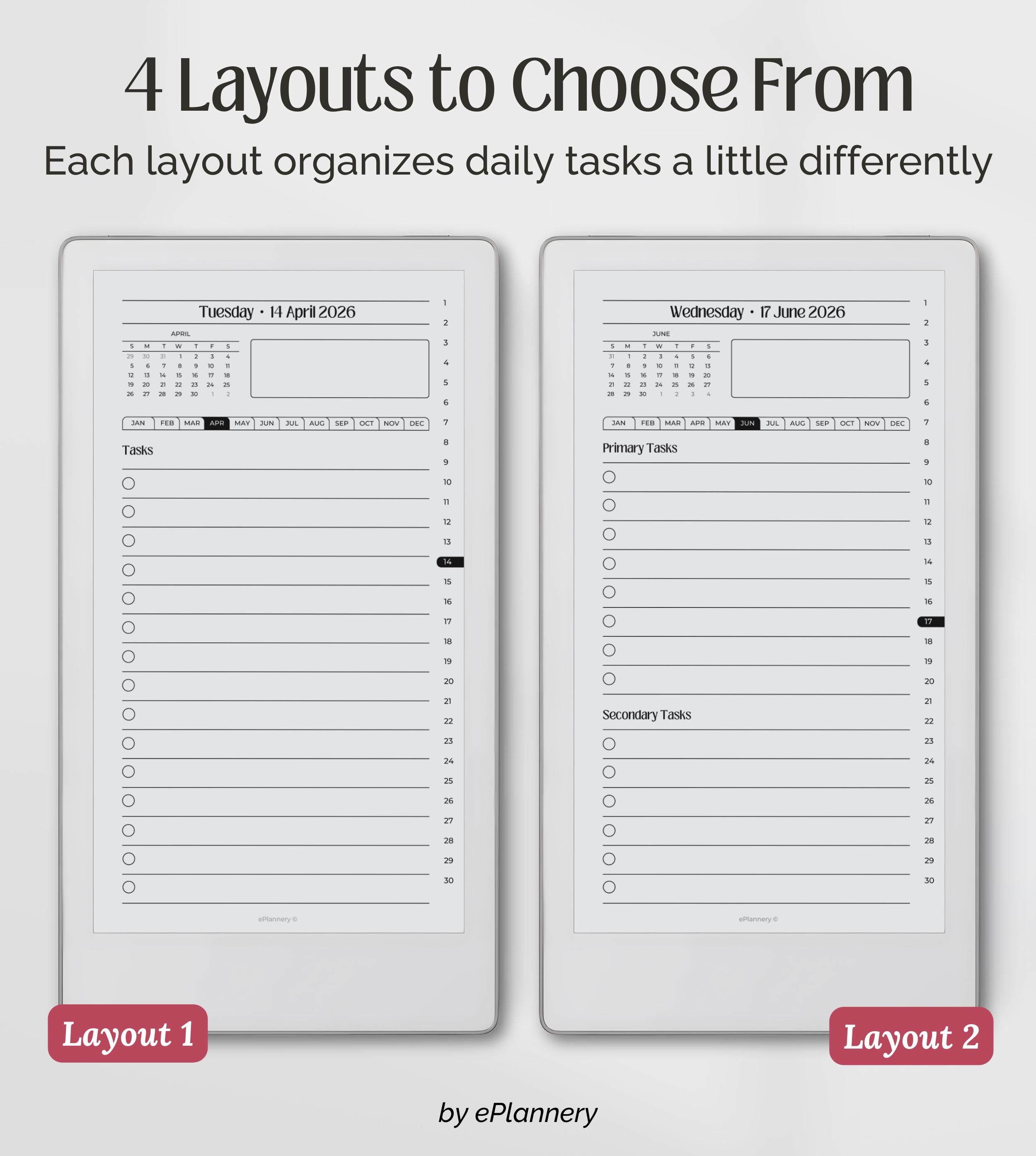 Templates for Remarkable Paper Pro Move, 2026 Task Planner, to Do List ...