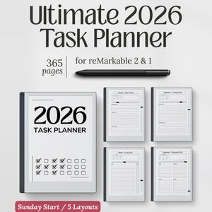 Modelli per reMarkable 2, Pagine di elenco delle cose da fare, Pianificatore attività 2026, Download digitale PDF