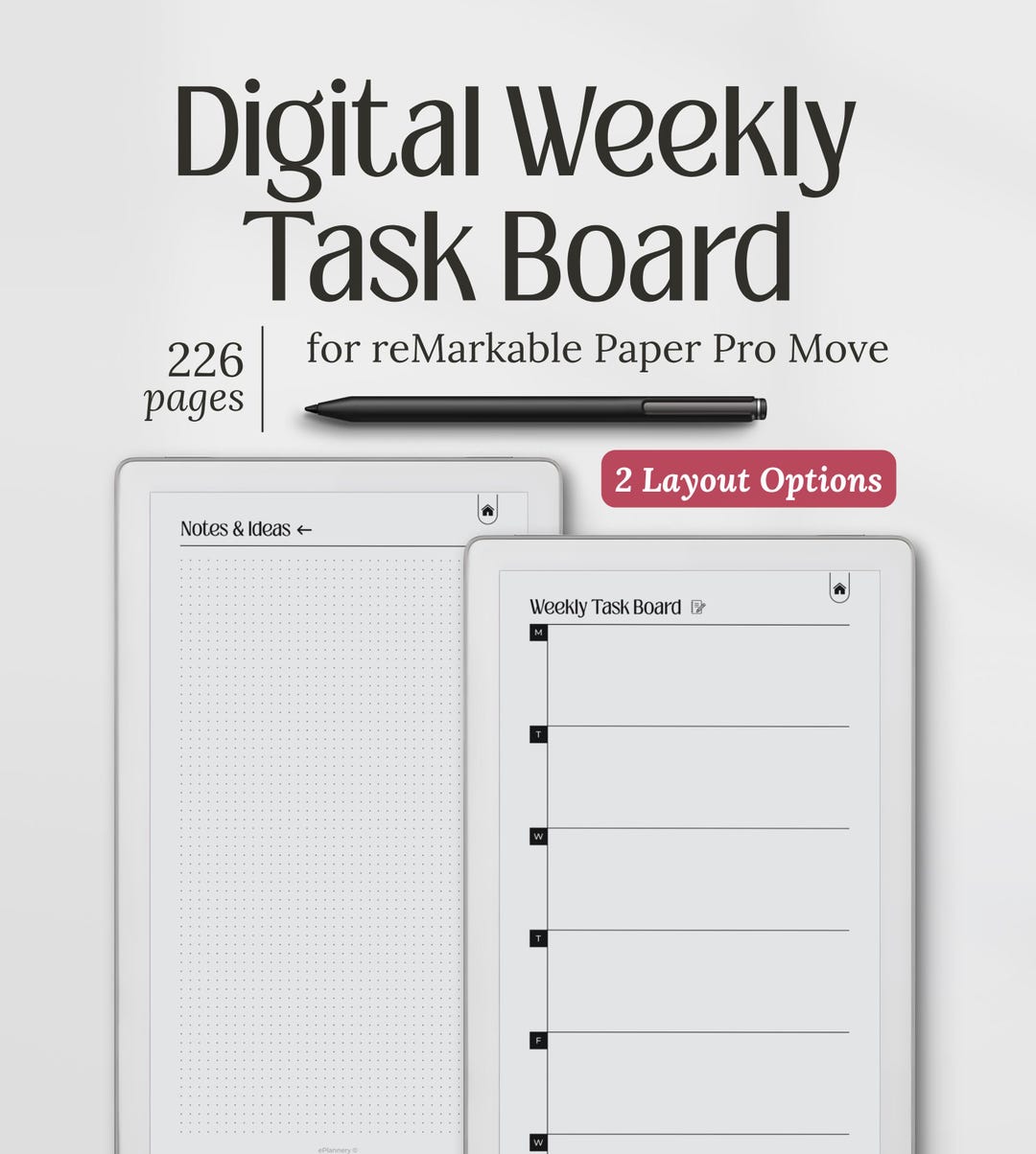 Planner for Remarkable Paper Pro Move, Weekly Task Board, to Do List ...