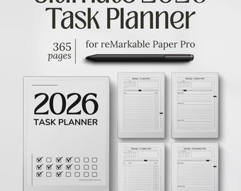 Templates for reMarkable Paper Pro, 2026 Task Planner, Daily To Do List, PDF Download
